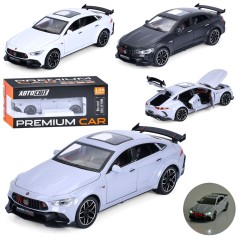 Машина АвтоСвіт, 1:24, метал, інерц, 21см, звук,світло, відчиняються двері/багажник/капот, гумові колеса, 3кольори, бат(табл), в кор-ці, 25,5-11-12,5см 
