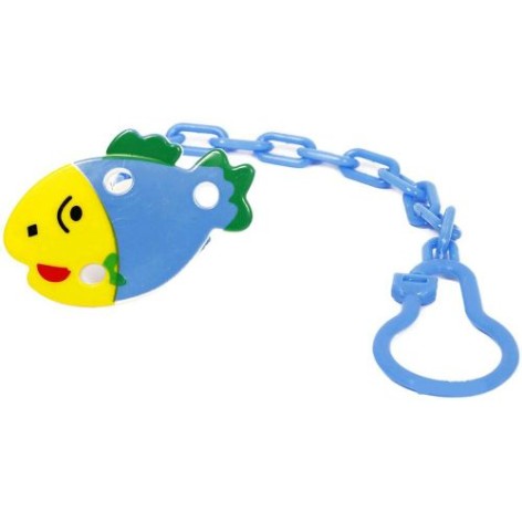 Кліпса для пустушки з ланцюжком "Рибка" (синій)