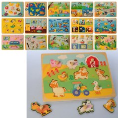 Дерев'яна іграшка Рамка-вкладиш з ручкою, 16 видів, в п/е, 30-22,5-2,5 см 