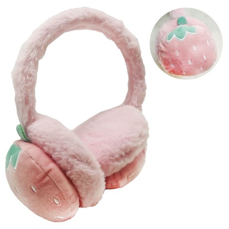 Хутряні навушники Фрукти полуниця