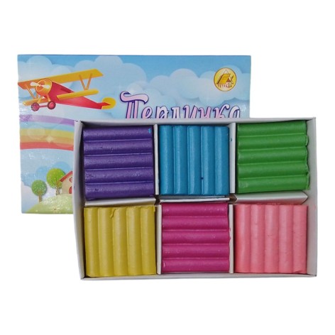 Пластилин 6 цветов 110гр "ЖЕМЧУЖКА" с добавлением перламутра.