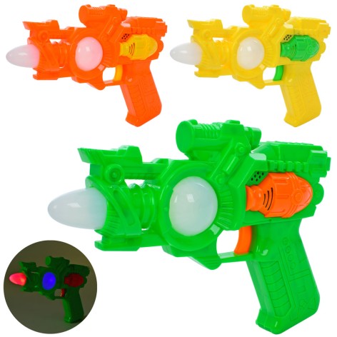 Пистолет 20см, звук, свет, на бат-ке, 3 цвета, в п/е 27-19-4см 