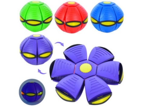 Летающая тарелка трансформер 22,5 см, мяч, 4цв, свет, на бат (таб), в п/е 27-26-5см 