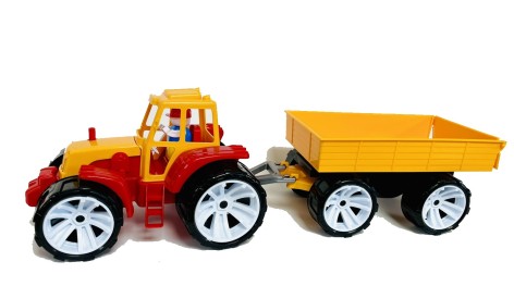 Трактор іграшковий BAMS, причіп кольоровий Бамсік