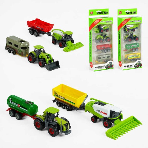 Спецтехніка 2 види, трактор, 3 причепи, металопластик, в кор. 