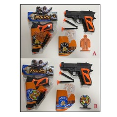 Полицейский набор игровой 2 вида, пистолет, снаряды на присосках, мишень, кобура