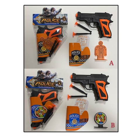 Поліцейський набір ігровий 2 види, пістолет, снаряди на присосках, мішень, кобура