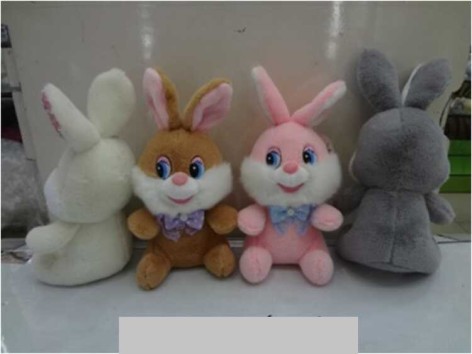 Мягкая игрушка 4 вида, зайка, высота с ушками 18,5 см 
