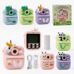 Фотоаппарат-принтер кабель type-C, разъем для SD карты, фото, видео, игры, фронтальная камера, термопленка, в кор,  МИКС ВИДОВ /50/