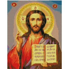 Набор для творчества алмазная картина Икона Иисуса Спасителя Strateg размером 30х40 см (KB099)