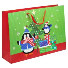 Пакет новогодний подарочный 477 х 127 х 330 мм, зеленый