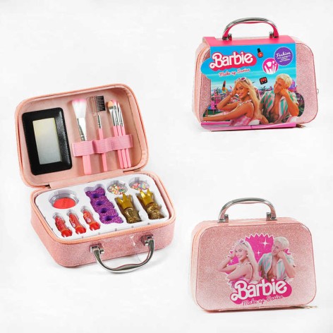 Косметика 15 елементів, пензлики, набір для манікюру, рум'яна, помади, у валізі 