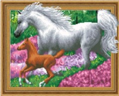 Набор для творчества- картина из страз-3D "Лошадь и жеребенок" 40*50см, в коробке (1*20)