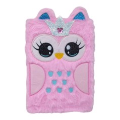 Блокнот меховий обкладинка А5 Сова, 80 арк розовий