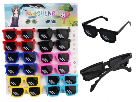 Окуляри сонячні, 13см, 12шт(6кольорів) на листі, 36,5-31-2см /68