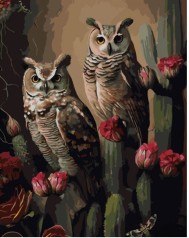 Набір для розпису по номерах Зацікавлені сови Strateg розміром 40х50 см (GS1399)
