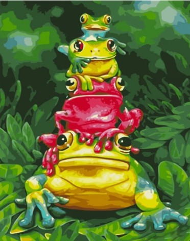 Набір для розпису по номерах Четвірка жабенят Strateg розміром 40х50 см (GS1012)