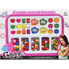 Набір дерев'яного бісеру для плетіння браслетів.