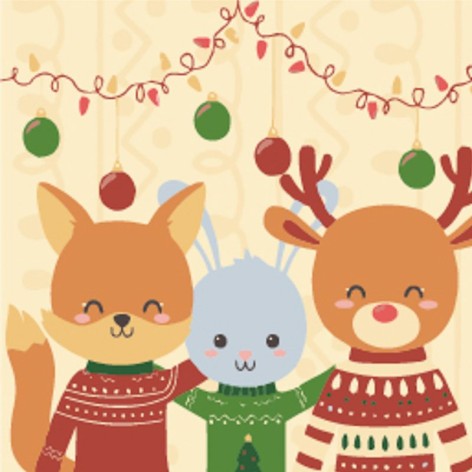 Набор для росписи по номерам Лисичка, заяц и олень Strateg размером 30х30 см (ES223)