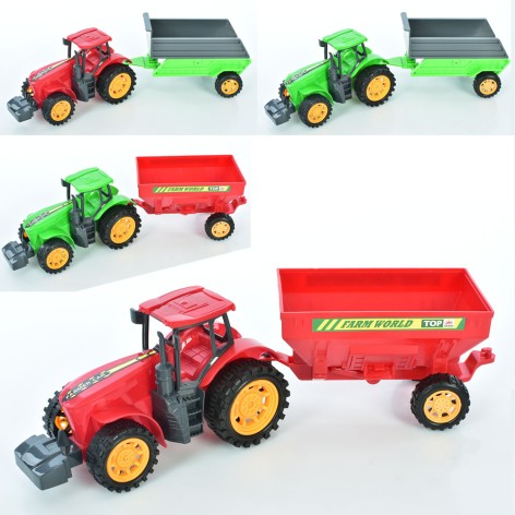 Трактор 14см, з причепом, 2 види (2 кольори), у п/є 33-16-7см 