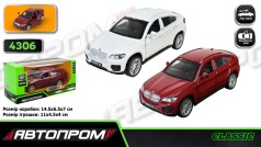 Машина мет. АВТОПРОМ 1:43 BMW X6, 3 кольор., отр.крылья, кор.  14,5 * 6,5 * 7см 