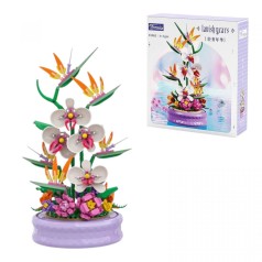 Конструктор &ldquo;Біла орхідея&rdquo;, 476 деталей, заводний музичний механізм, платформа обертається по колу, в коробці