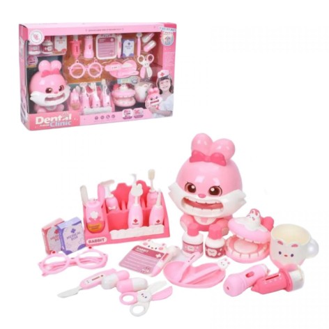 Набір лікаря пісні, звуки, демонстраційна модель щелепи, шприц, термометр, окуляри, чашка, пігулки, в коробці