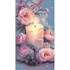 Набор для росписи по номерам Букет нежных цветов со свечой Strateg размером 50х25 см (WW219)