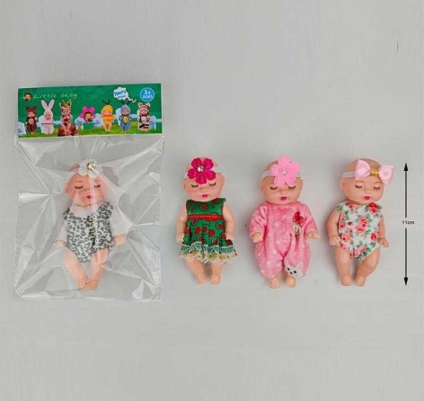 Пупс висота 11см, тіло — пластик, голова гума, знімний одяг, рухомі елементи, в пакеті, в п/е,  мікс видів 