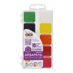 Акварель CLASSIC, 10 кільк., без/п, пласт./кор., KIDS Line