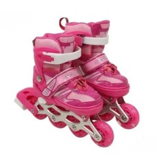Ролики дитячі розмір 29-33, колеса зі світлом рожеві.
