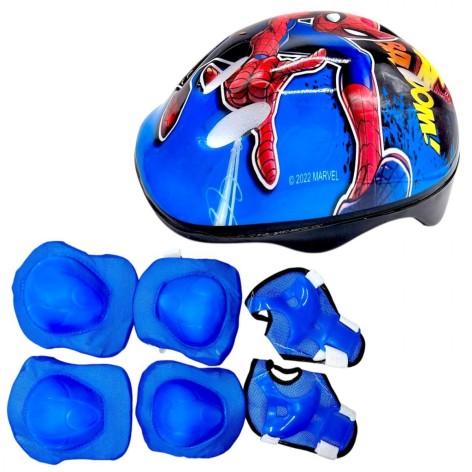 Захисне спорядження "Людина-Павук" шолом, налокітники, наколінники, запястя, у сітці (БЛАКИТНИЙ)