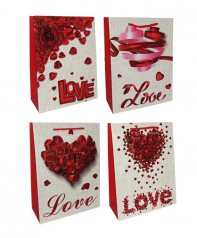 Пакет картон, 200 грм, "Love" МИКС 4 вида, 18*23*8см 6 шт. в уп. //