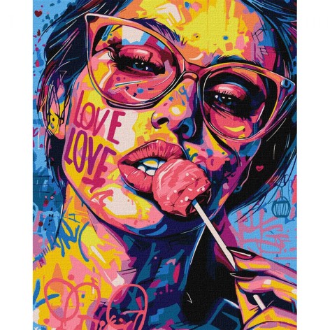 Набор для росписи по номерам "Девушка с конфетой" 40х50см