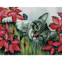 Алмазна картина FA20244 "Кіт у виноградній лозі", розміром 40х50 см