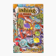 Риболовля 8 рибок, 2 вудки, сачок, на листі  