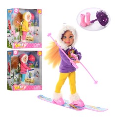 Кукла DEFA 13,5см, лыжи, обувь, шлем, 3 цвета, в коробке, 15-16,5-6см