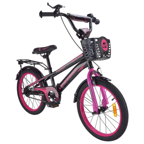 Велосипед дитячий 2-х коліс.18''  Like2bike Dark Rider, чорно-рожевий, рама сталь, з дзвінком, руч.гальмо, збірка 75% 