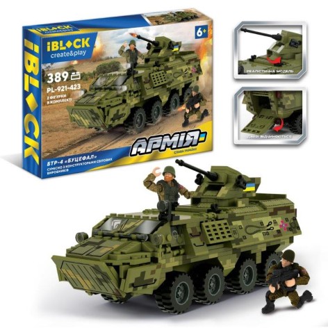 Конструктор iBlock АРМІЯ 389дет.,инструкція на укр мові, наліпкии комплект кор. 37,5*25,5*6см 