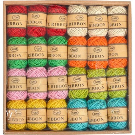 Нитки для творчості джутові, кольорові 10м, діаметр – 2 мм, арт. 006, 24шт у блоці (1152/24)