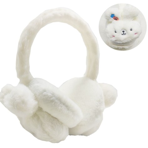 Хутряні навушники Зайчик з Морквою білий