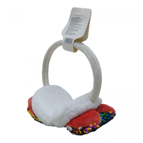 Хутряні навушники білі сердечко