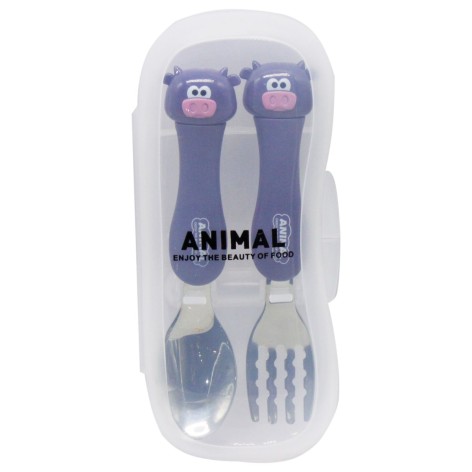 Набір дитячих столових приладів Mega Zayka "Бички" металеві з пластиковими ручками (№0102)