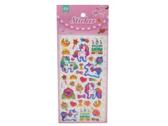 Наліпка пластикова з фольгою 24*10см, Одноріг, ціна за 4 шт. //