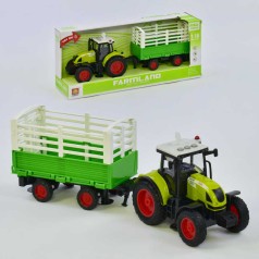 Трактор игрушечный с прицепом инерция, звук, свет WY900H