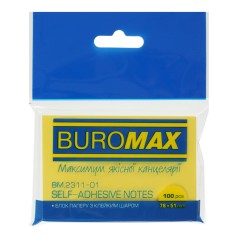 Блок паперу з клейким шаром для нотаток 51х76мм 100арк. жовтий (4 шт.)