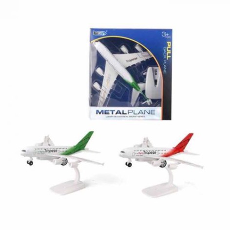 Літак інерц, метал, 18,5см, на підставці, звук,світло, 2 кольори, бат(табл), в кор-ці, 19-21-6см 