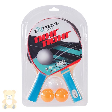 Теннис настольный 2 ракетки, 3 мячика, в слюде,толщина 8 мм 