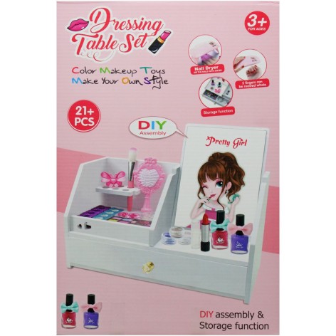 Настольный органайзер 769-6 (24/2) 21 элемент, зеркало с ящиком, косметика, LED-лампа, в коробке