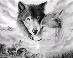 Картина по номерам VA-2115 "Колаж з вовками", розміром 40х50 см
